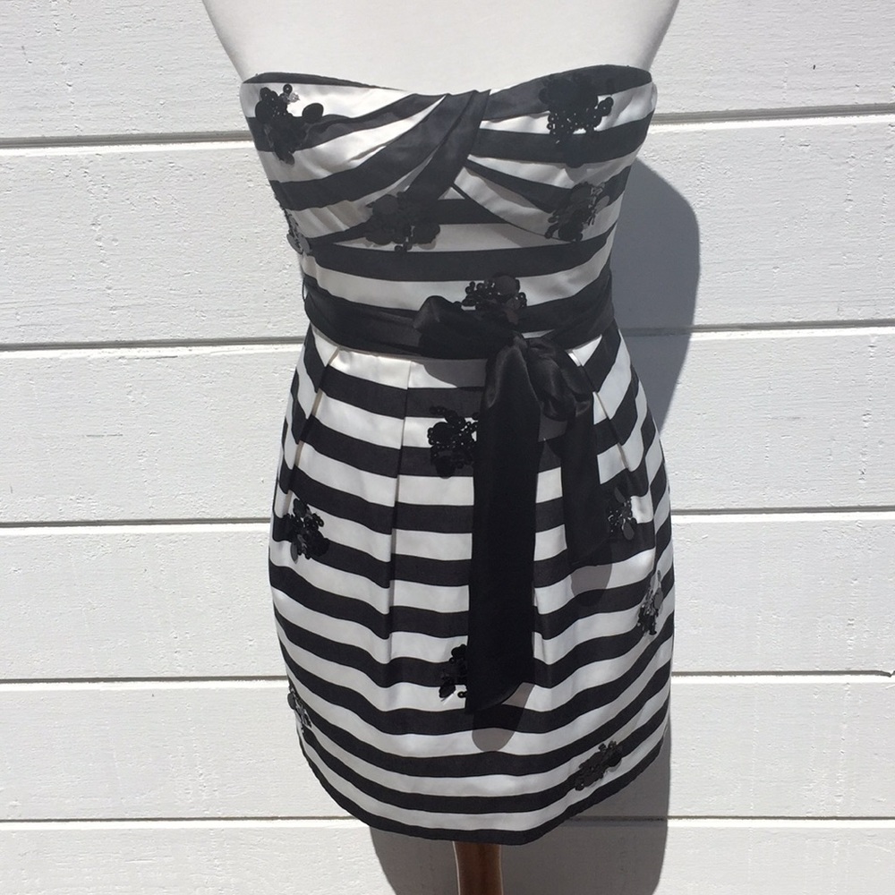 NWOT! BCBG Black & White Striped Dress
